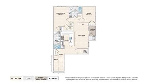 Floor plan for 2 beds, 2 baths, 1220 sqft